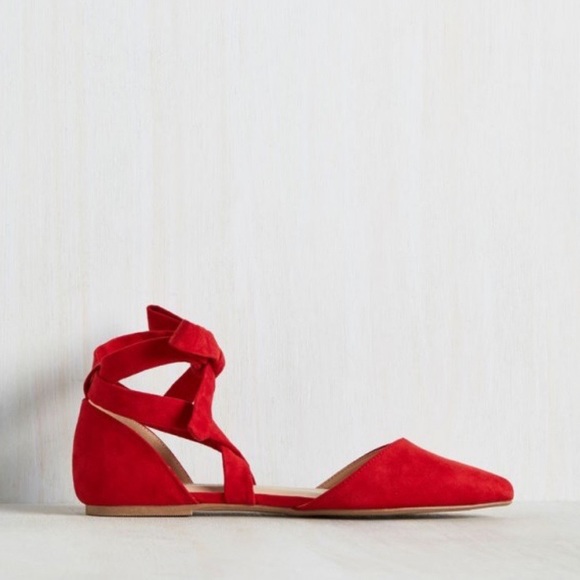 Red Ballet Vintage Comfortable Flats Soft Suede - Picture 3 of 10